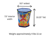Talavera Hexagon Flower Pot | Hand painted Mexican Pottery Garden Decor | Housewarming Gift