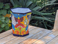 Talavera Hexagon Flower Pot | Hand painted Mexican Pottery Garden Decor | Housewarming Gift