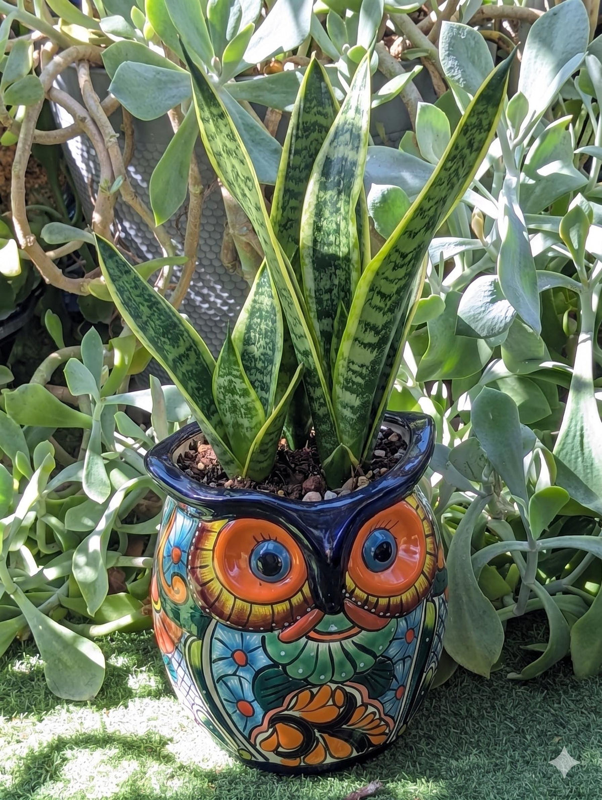 Outdoor Owl Flower Pot | 11.5" Tall Talavera Ceramic Planter | Handmade Mexican Pottery Gift