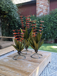 Metal Agave with Flowers | Handmade Mexican Yard Art  | Outdoor Garden Decor