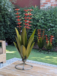 Metal Agave with Flowers | Handmade Mexican Yard Art  | Outdoor Garden Decor