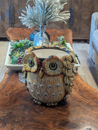 Ceramic Owl Planter | Hand Painted Animal Flower Pot  | Boho Garden Decor