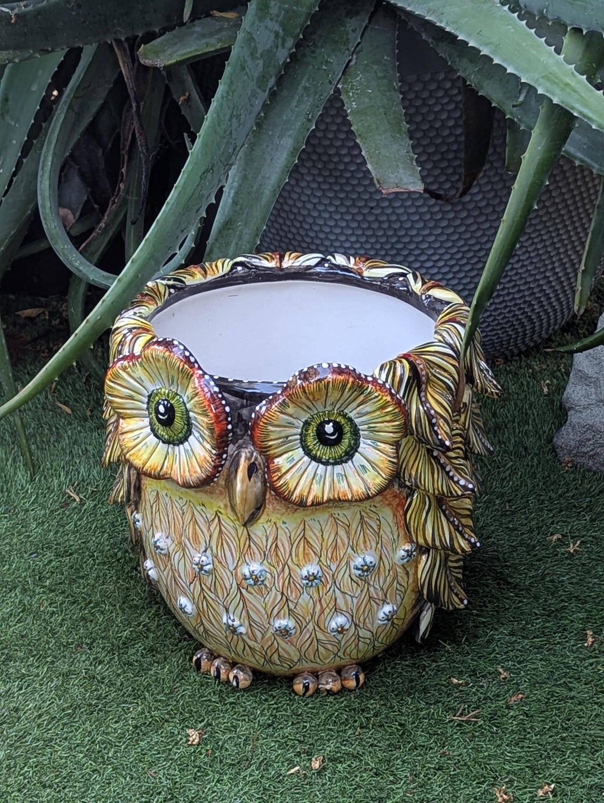 Ceramic Owl Planter | Hand Painted Animal Flower Pot  | Boho Garden Decor
