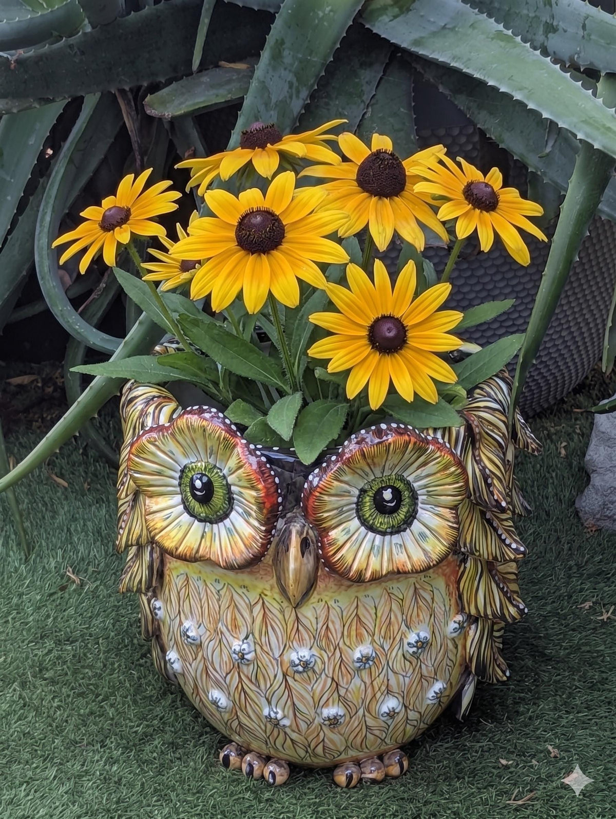 Ceramic Owl Planter | Hand Painted Animal Flower Pot  | Boho Garden Decor