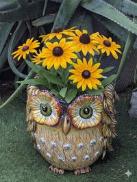 Ceramic Owl Planter | Hand Painted Animal Flower Pot  | Boho Garden Decor