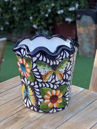 Butterfly Talavera Flower Pot  | Handmade Ceramic Planter |  Mexican Pottery Gift