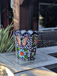 Butterfly Talavera Flower Pot  | Handmade Ceramic Planter |  Mexican Pottery Gift