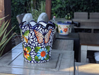 Butterfly Talavera Flower Pot  | Handmade Ceramic Planter |  Mexican Pottery Gift