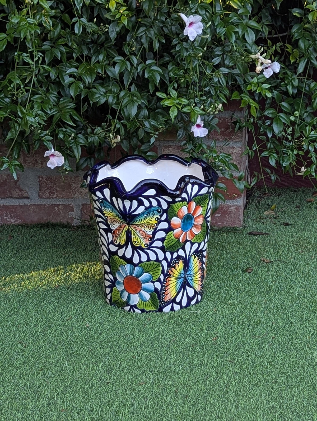 Butterfly Talavera Flower Pot  | Handmade Ceramic Planter |  Mexican Pottery Gift
