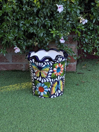 Butterfly Talavera Flower Pot  | Handmade Ceramic Planter |  Mexican Pottery Gift