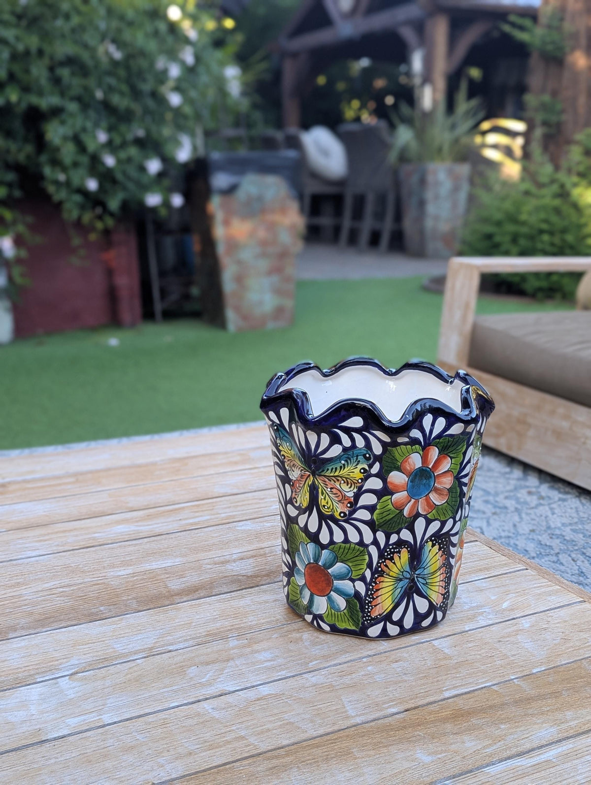 Butterfly Talavera Flower Pot  | Handmade Ceramic Planter |  Mexican Pottery Gift