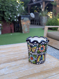 Butterfly Talavera Flower Pot  | Handmade Ceramic Planter |  Mexican Pottery Gift