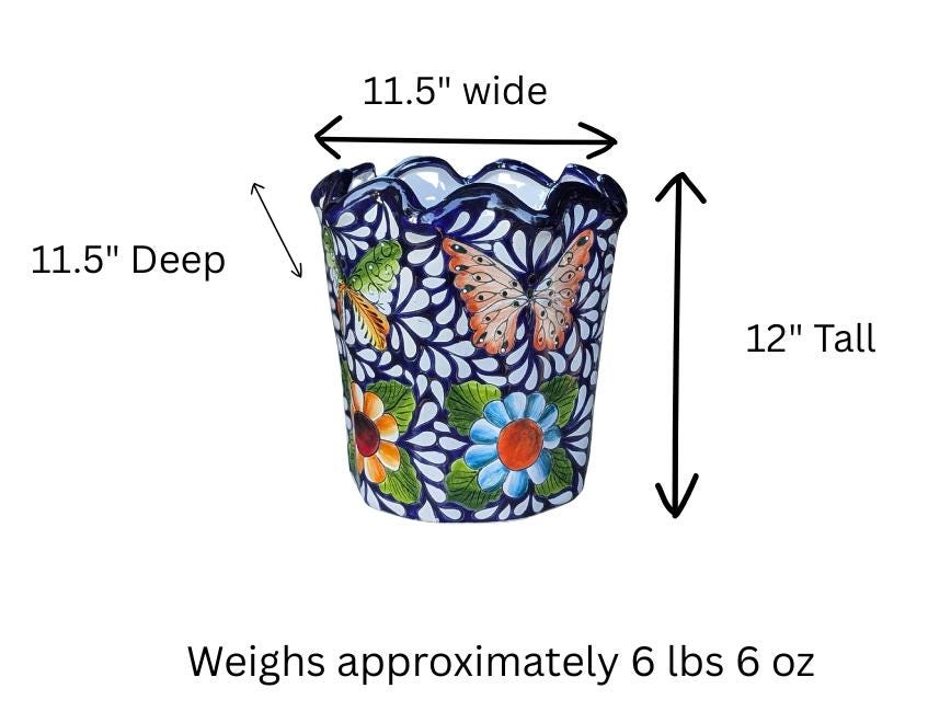 Butterfly Talavera Flower Pot  | Handmade Ceramic Planter |  Mexican Pottery Gift