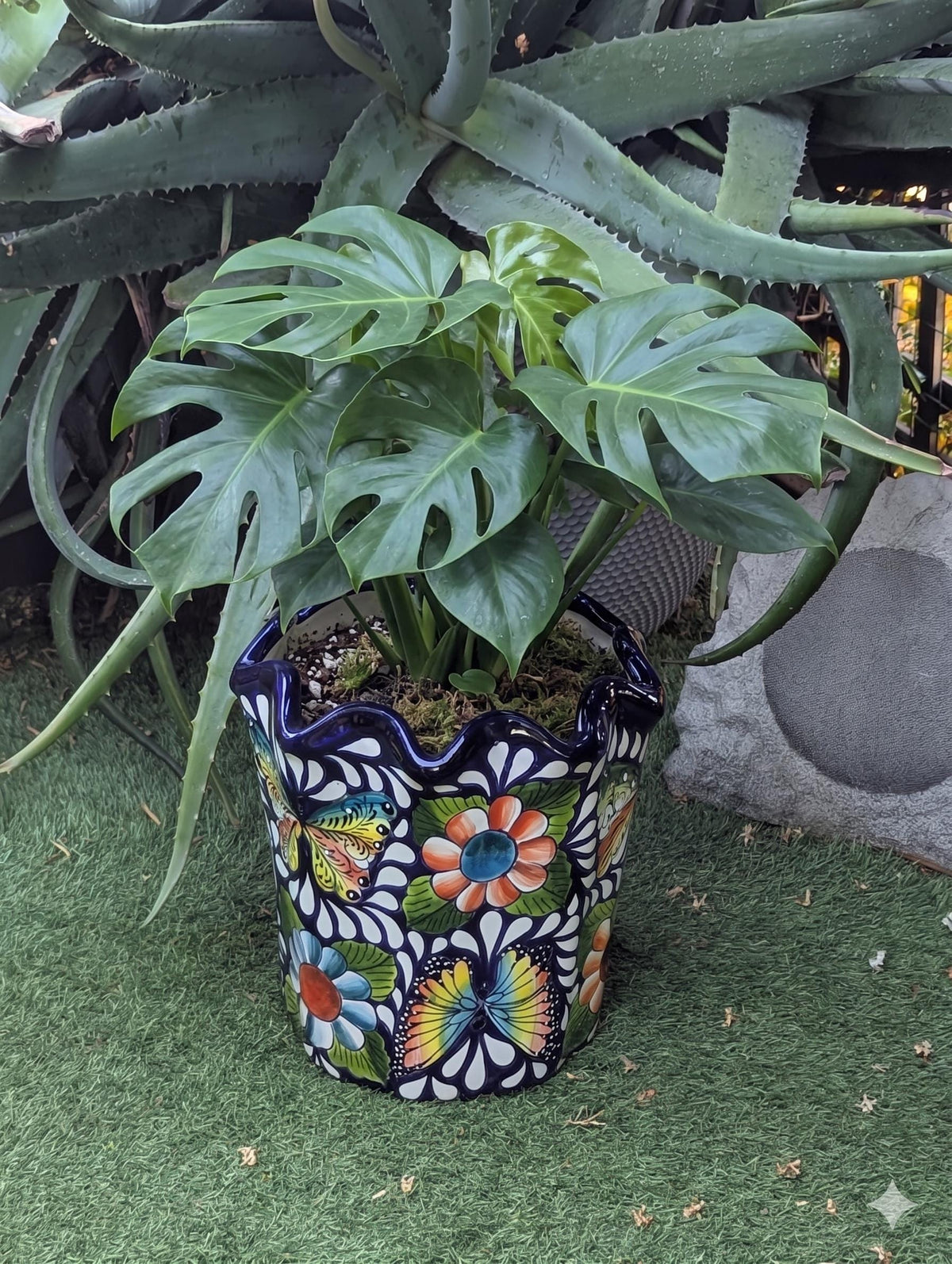 Butterfly Talavera Flower Pot  | Handmade Ceramic Planter |  Mexican Pottery Gift