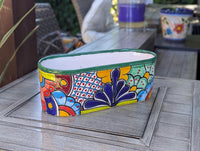 Talavera Oval Succulent Planter | Mexican Ceramic Window Box  | Hand Painted Pot