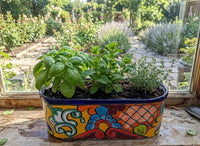 Hand Painted Talavera Oval Pot | Mexican Pottery Ceramic Planter | Succulent Window Box