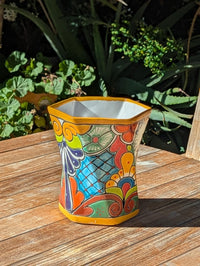 Talavera Hexagon Flower Pot | Hand painted Mexican Ceramic Planter | Housewarming Gift