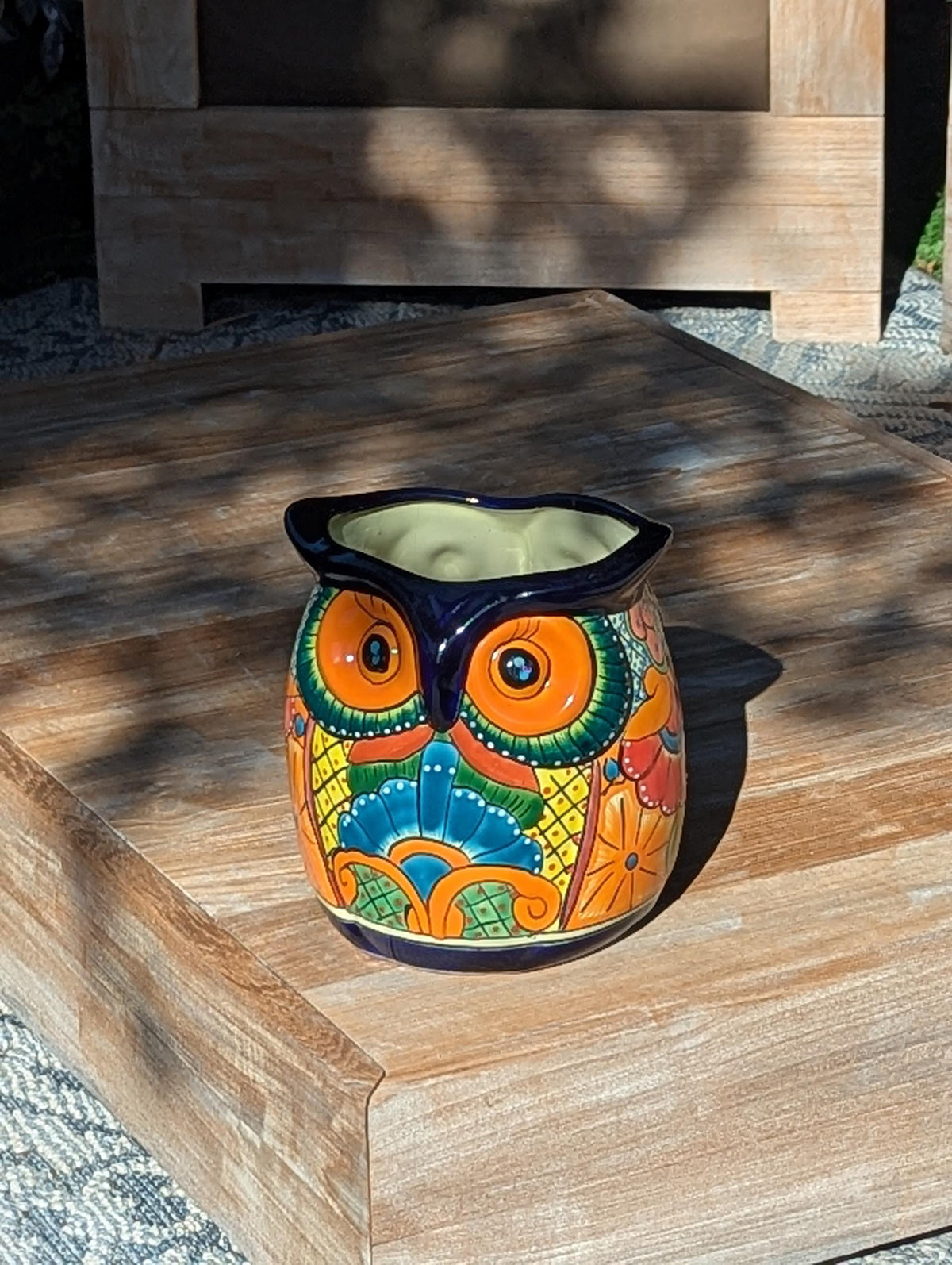 Talavera Owl Planter | 9.75" Tall Handmade Mexican Ceramic Flower Pot