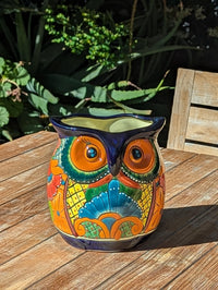 Talavera Owl Planter | 9.75" Tall Handmade Mexican Ceramic Flower Pot