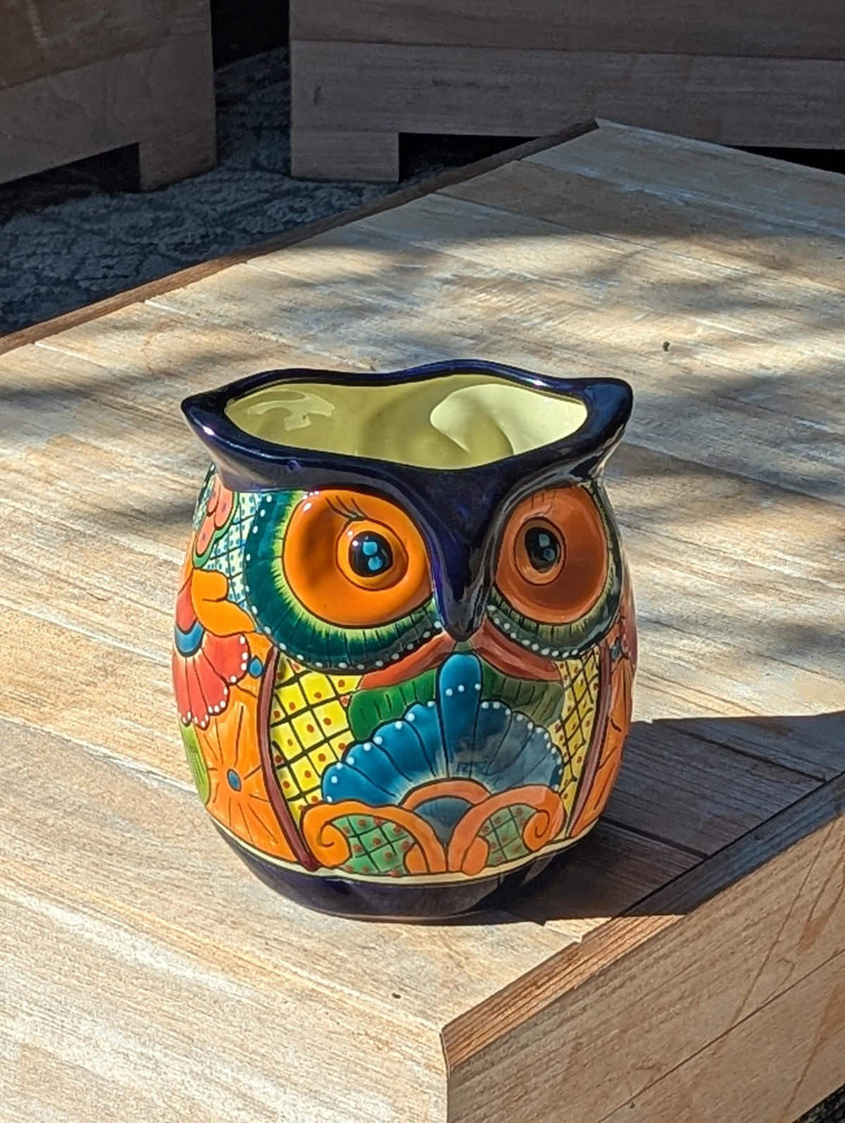 Talavera Owl Planter | 9.75" Tall Handmade Mexican Ceramic Flower Pot