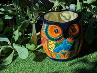 Talavera Owl Planter | 9.75" Tall Handmade Mexican Ceramic Flower Pot