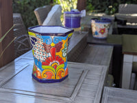 Talavera Hexagon Flower Pot | Hand painted Mexican Pottery Garden Decor | Housewarming Gift