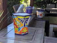 Talavera Hexagon Flower Pot | Hand painted Mexican Pottery Garden Decor | Housewarming Gift