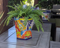 Talavera Hexagon Flower Pot | Hand painted Mexican Pottery Garden Decor | Housewarming Gift