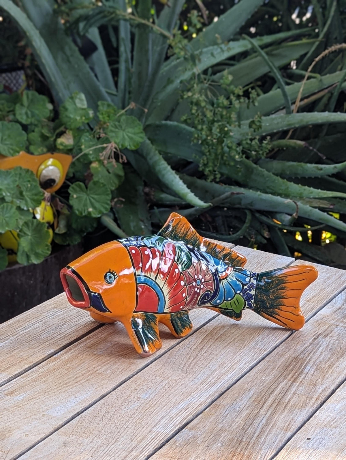 Talavera Koi Fish Statue | Handmade Ceramic Garden Sculpture  | Mexican Pottery Gift