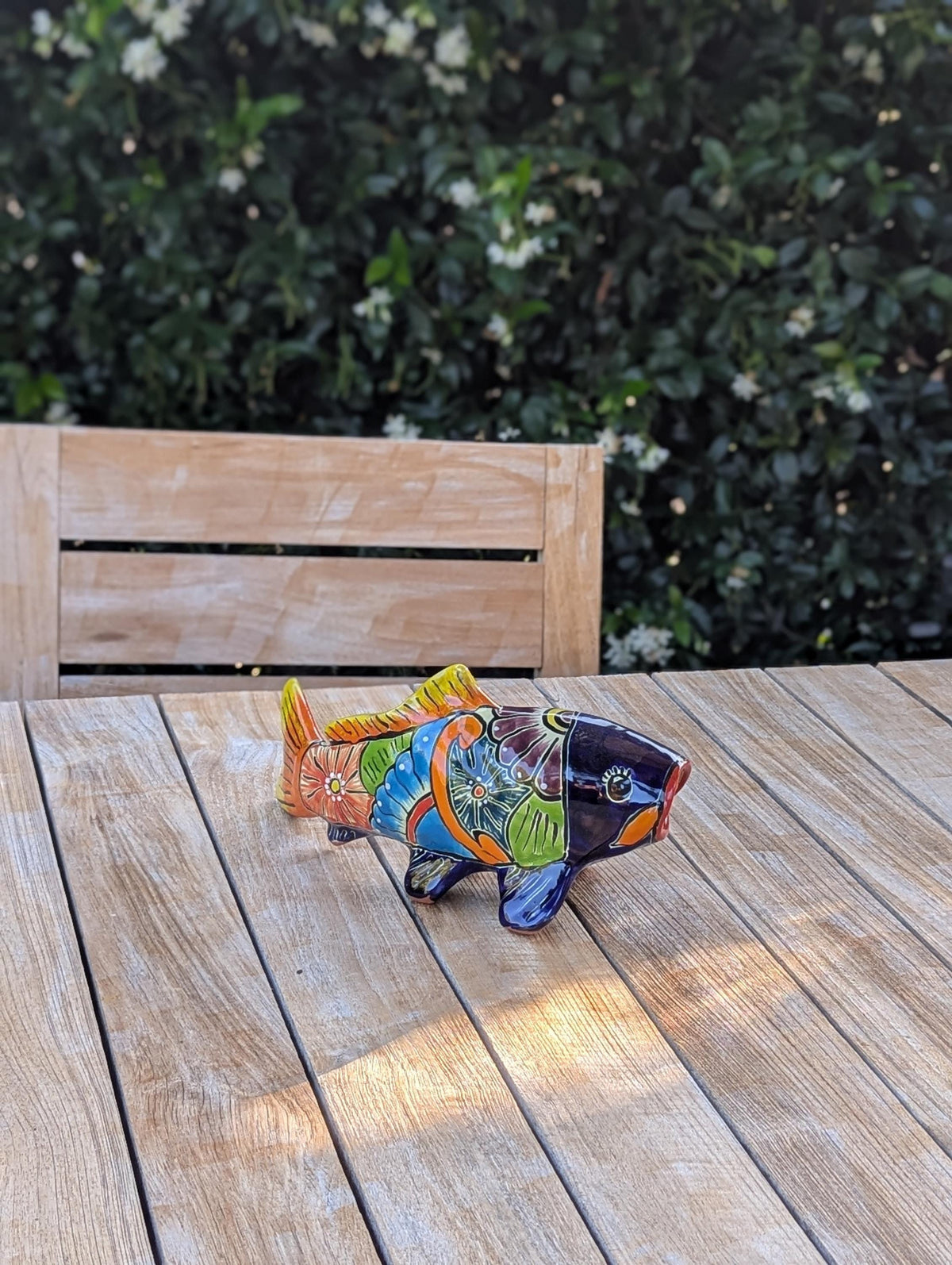 Ceramic Koi Fish Garden Sculpture | Handmade Talavera Animal  | Mexican Pottery Gift