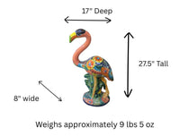 Handmade Talavera Flamingo Garden Statue | Ceramic Mexican Pottery | Colorful Lawn Ornament