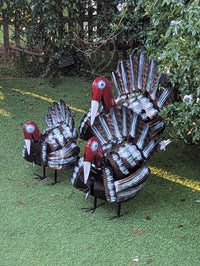 Thanksgiving Turkey Decorations | Outdoor Garden Art  |  Metal Decor in 3 Sizes