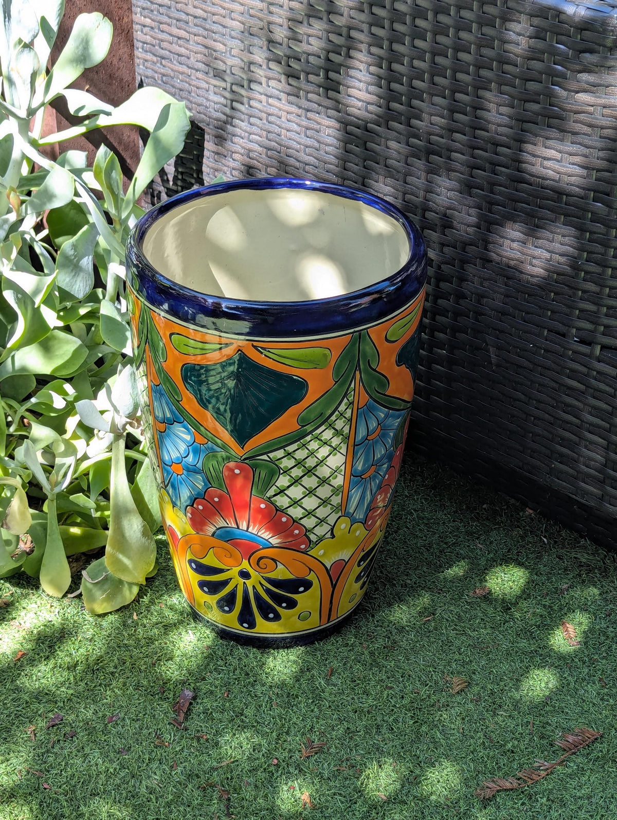 Talavera Planter | Hand-Painted Mexican Ceramic Flower Pot | Outdoor Garden Decor