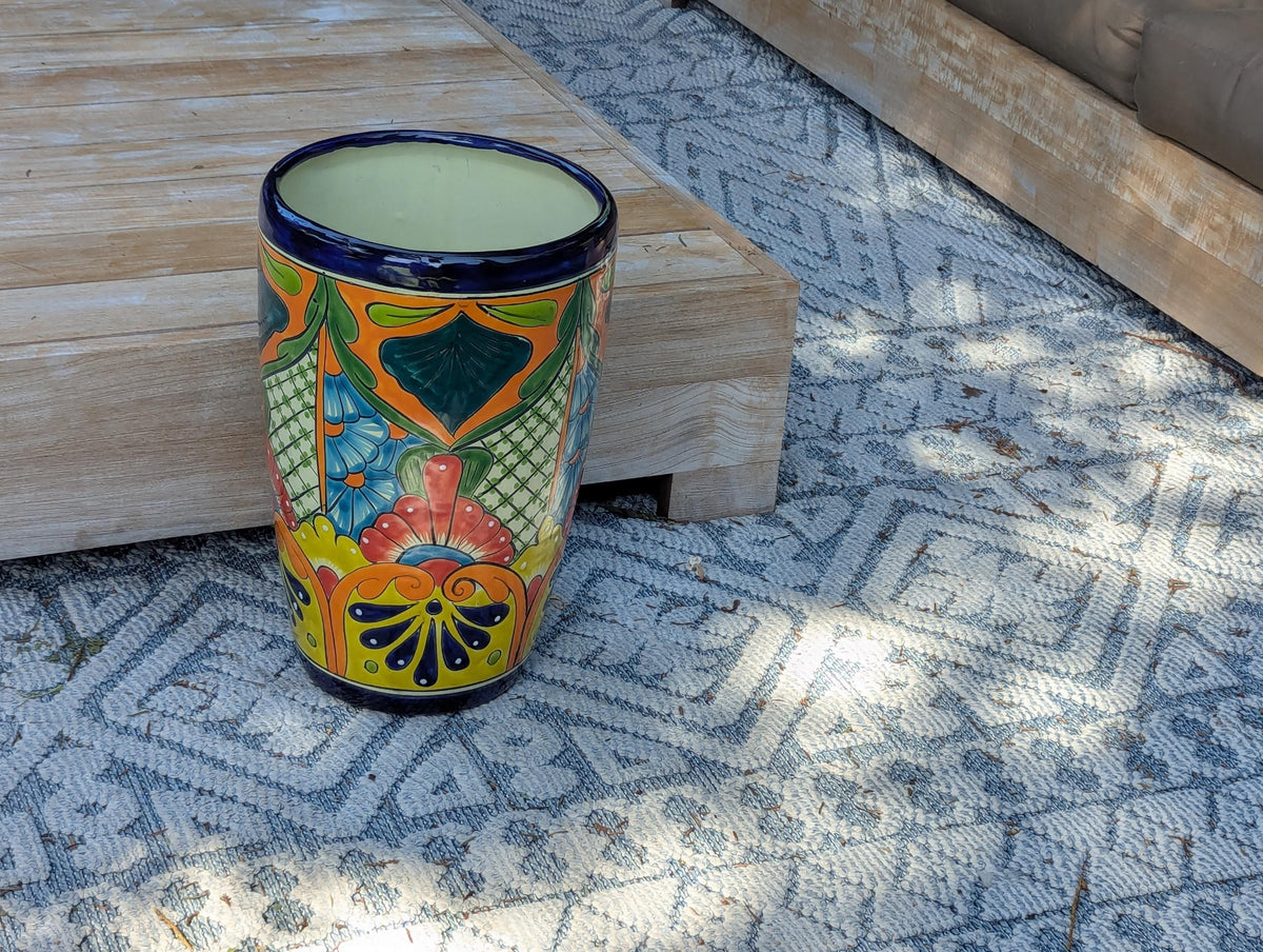 Talavera Planter | Hand-Painted Mexican Ceramic Flower Pot | Outdoor Garden Decor