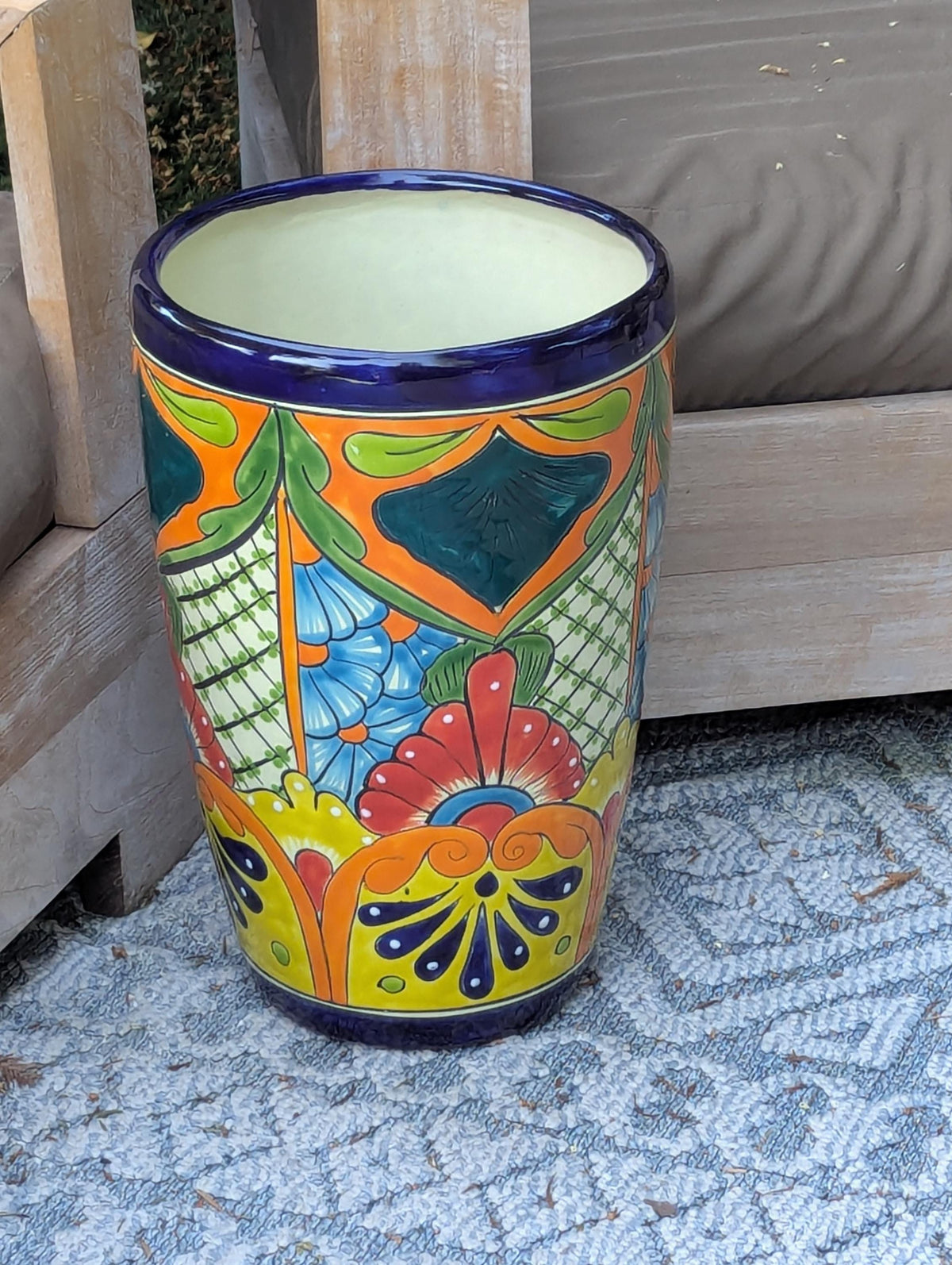Talavera Planter | Hand-Painted Mexican Ceramic Flower Pot | Outdoor Garden Decor