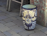 Blue Talavera Planter | 16.5" Tall Hand-Painted Mexican Ceramic Flower Pot | Outdoor Garden Decor