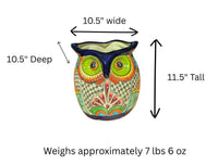 11.5" Tall Talavera Owl Planter | Handmade Ceramic Flower Pot | Outdoor Mexican Pottery Gift