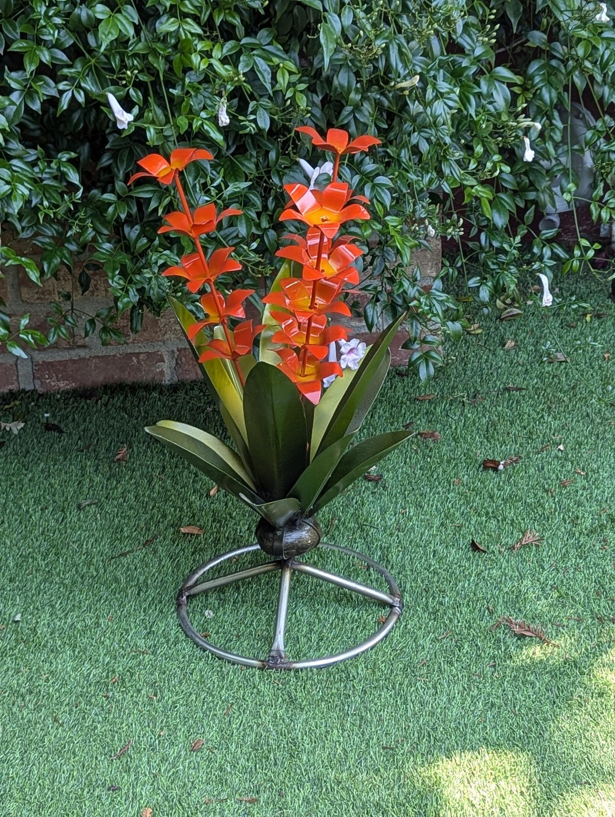Metal Agave with Flowers | Handmade Mexican Yard Art  | Outdoor Garden Decor