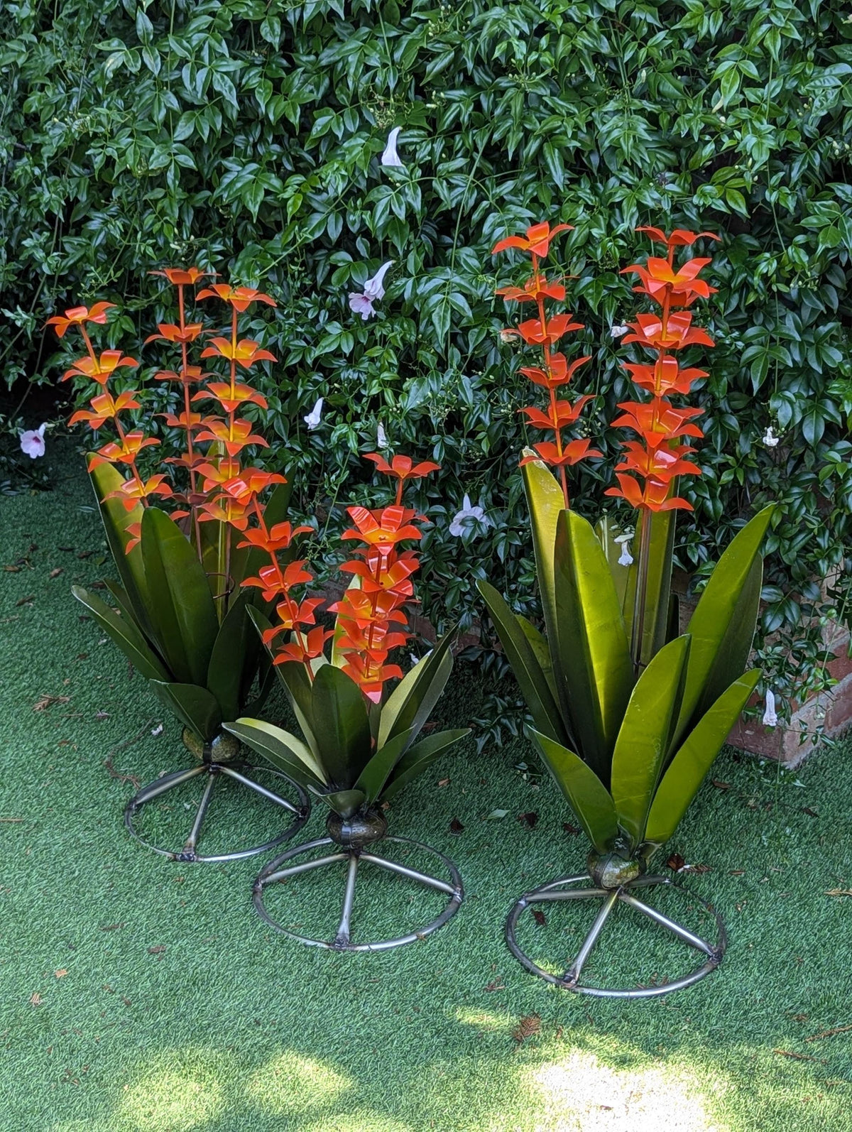 Metal Agave with Flowers | Handmade Mexican Yard Art  | Outdoor Garden Decor