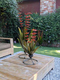 Metal Agave with Flowers | Handmade Mexican Yard Art  | Outdoor Garden Decor