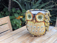 Ceramic Owl Planter | Hand Painted Animal Flower Pot  | Boho Garden Decor