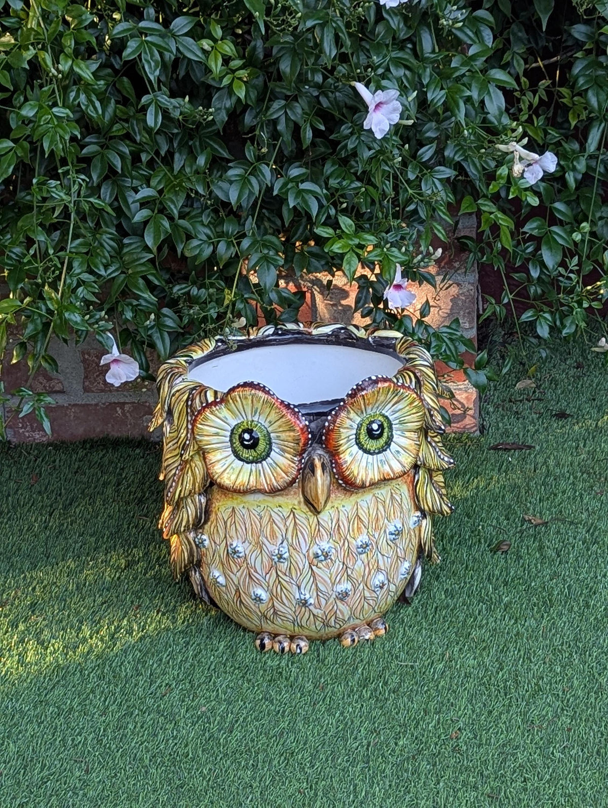 Ceramic Owl Planter | Hand Painted Animal Flower Pot  | Boho Garden Decor