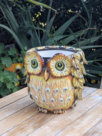 Ceramic Owl Planter | Hand Painted Animal Flower Pot  | Boho Garden Decor