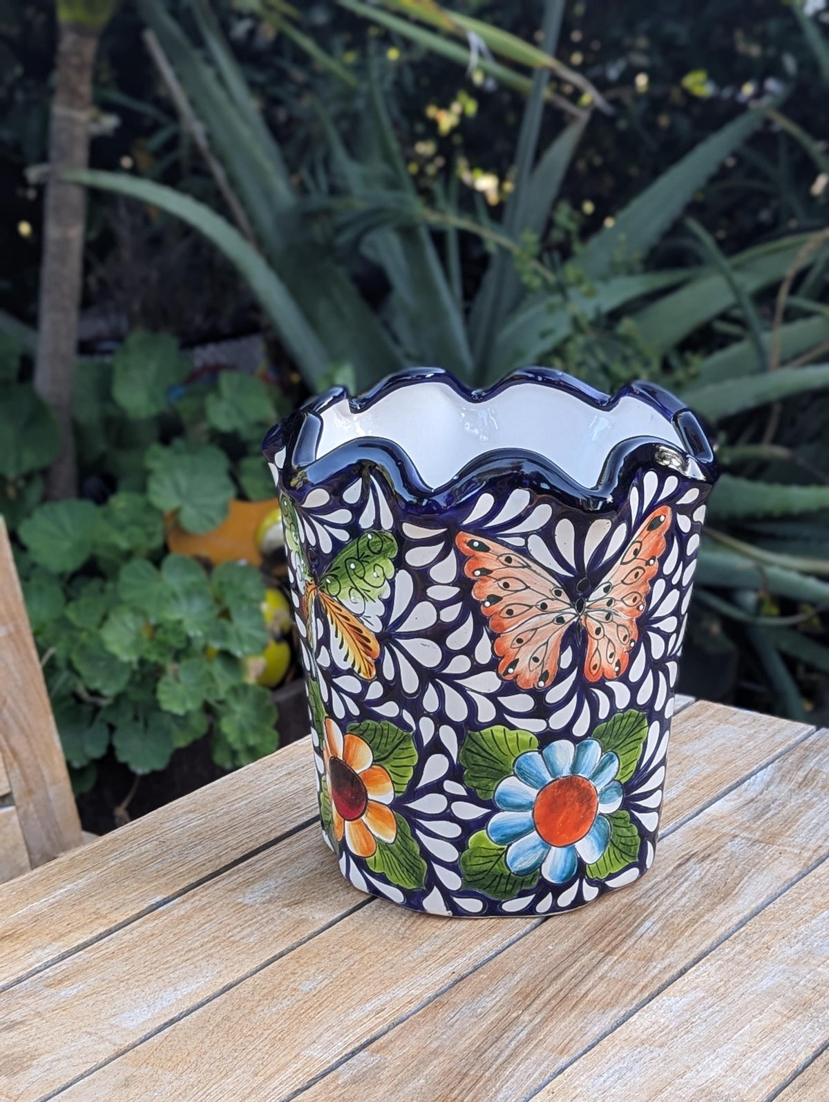 Butterfly Talavera Flower Pot  | Handmade Ceramic Planter |  Mexican Pottery Gift