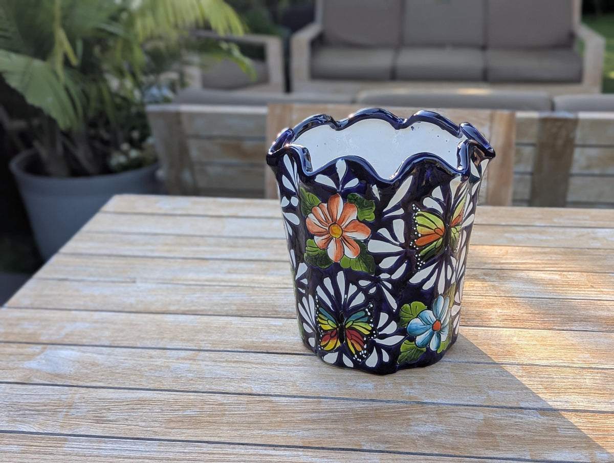 Tulip Talavera Flower Pot  | Handmade Ceramic Planter |  Mexican Pottery Gift