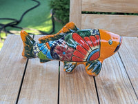 Talavera Koi Fish Statue | Handmade Ceramic Garden Sculpture  | Mexican Pottery Gift