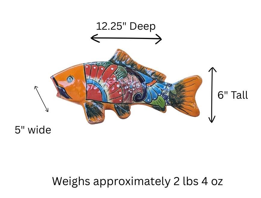 Talavera Koi Fish Statue | Handmade Ceramic Garden Sculpture  | Mexican Pottery Gift