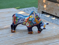 Talavera Bull Planter | Handmade Mexican Pottery Flower Pot | Garden Decoration
