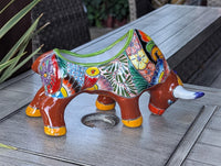 Talavera Bull Planter  | Handmade Mexican Pottery | Ceramic Flower Pot as Garden Gift