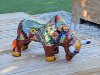Talavera Bull Planter  | Handmade Mexican Pottery | Ceramic Flower Pot as Garden Gift